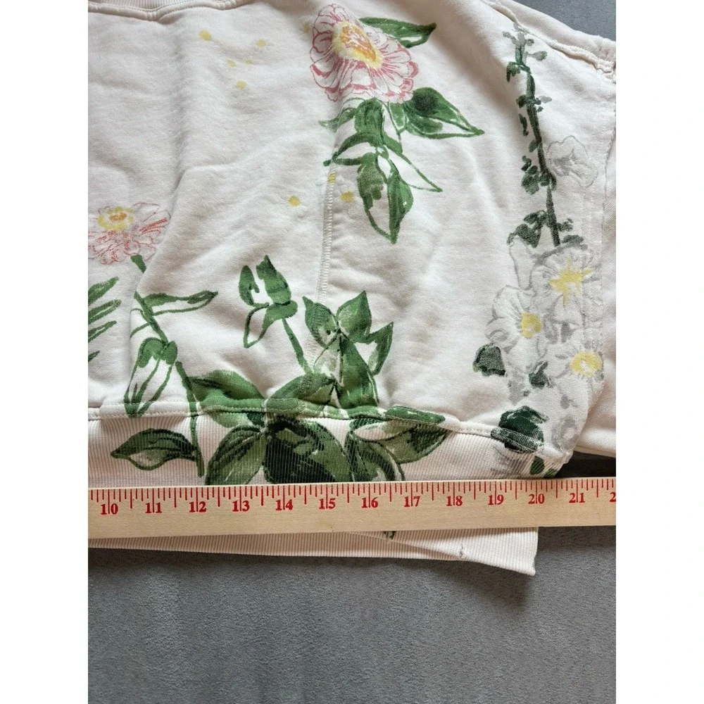 FREE PEOPLE Gaia Floral Sweatshirt XS Oversized Garden Boho Forest Fairy